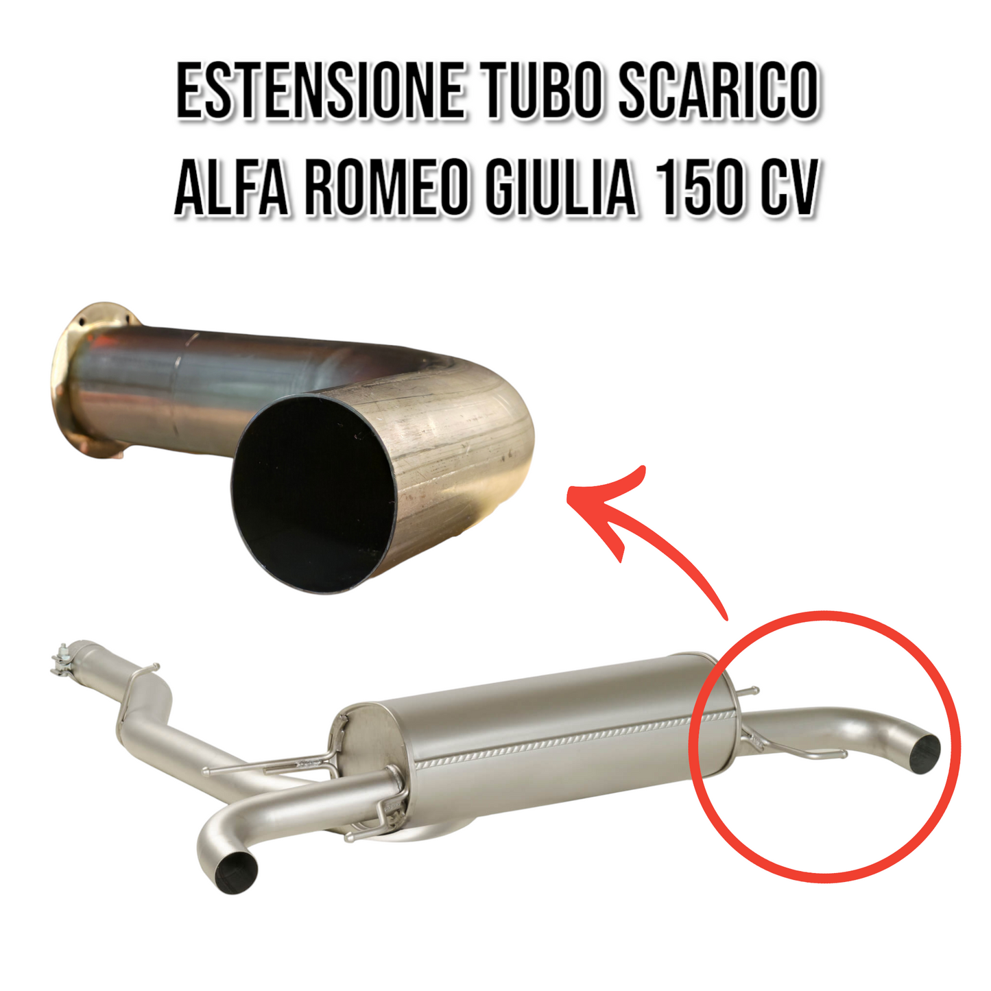 Estensione terminale di scarico progettata per Alfa Romeo Giulia 2.2 Diesel 150 CV